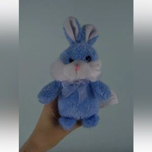 Greenbrier International Bunny Rabbit Plush Stuffed Animal Blue White Bow Easter